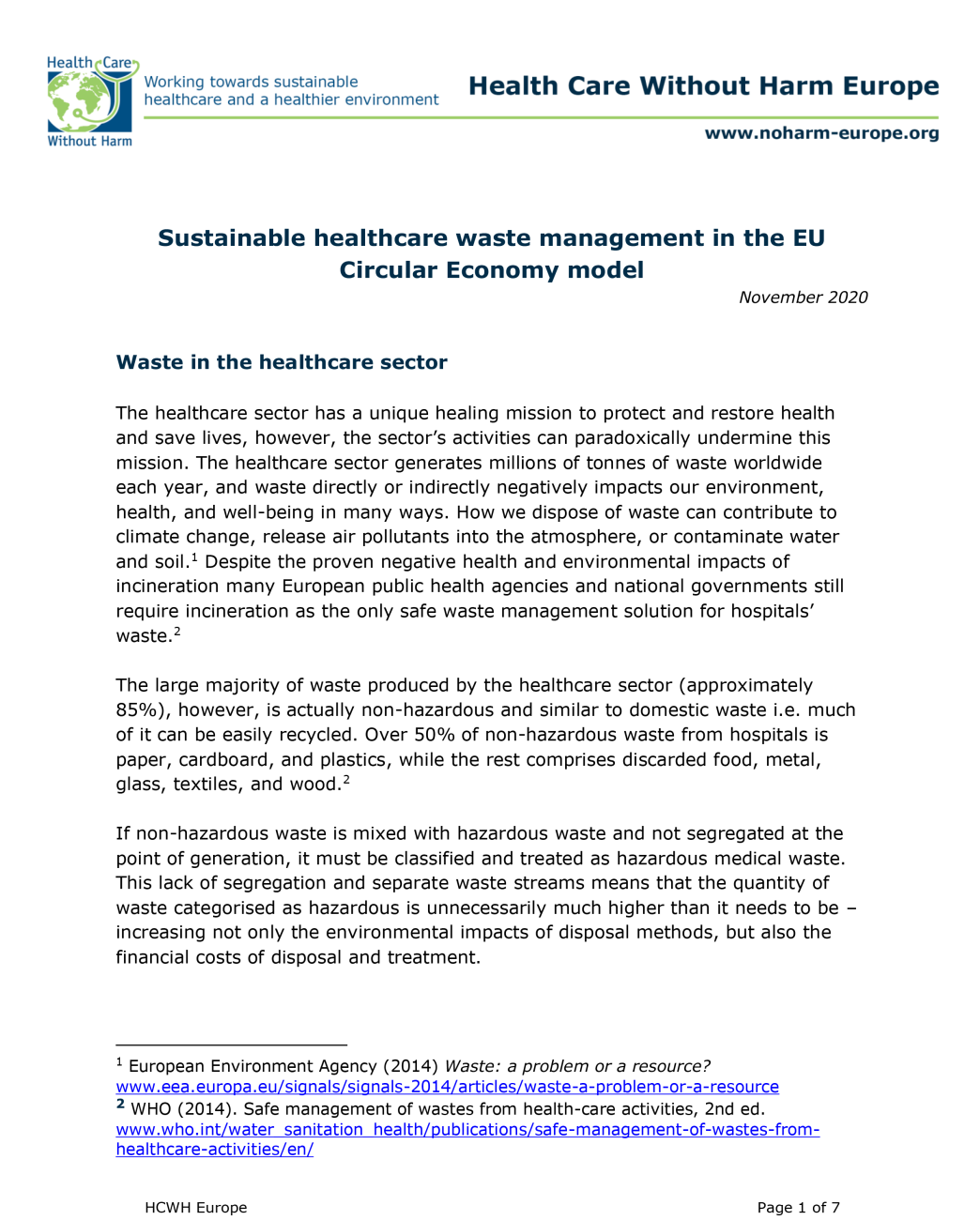 Sustainable healthcare waste management